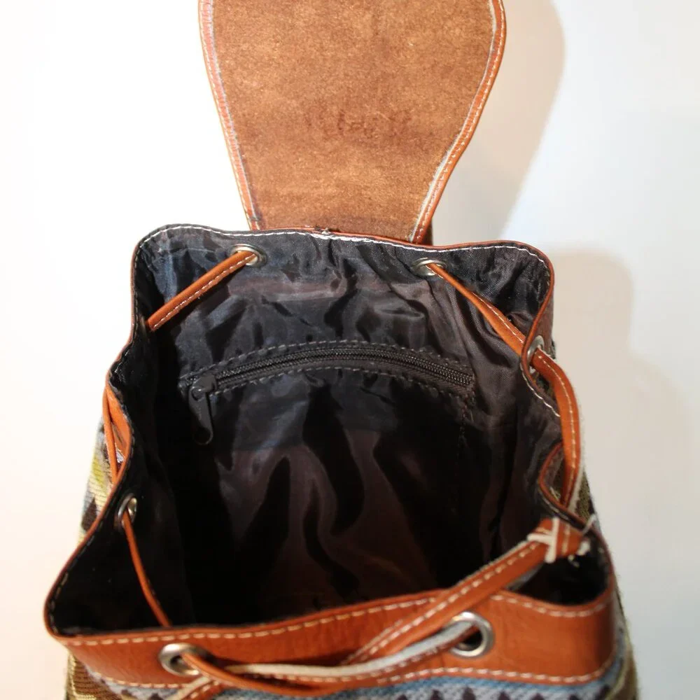 Yacon Handcrafted Wool and Faux Leather Backpack - Picture 14 of 16